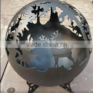 Large Spherical Outdoor Decorated Garden Metal Sphere Modern Fireplace thumbnail-1