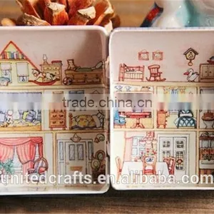 Mini Dream Vintage House Tinplate Storage Tin Box Coin Bag Jewelry Box Creative thumbnail-3