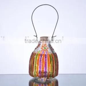 Garden Decorative Ribbed Colored Flower Hanging Glass Insect Catcher thumbnail-1