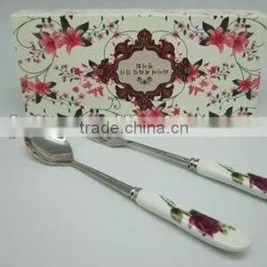 JQB-5518 Ceramic Handle Spoon and Fork Set/Christmas Gift thumbnail-1