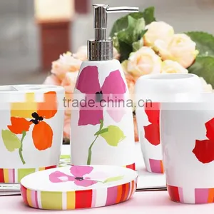 4pcs Ceramic Flower Bathroom Set thumbnail-2