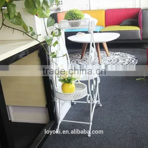 White Iron Flower Pot Rack Home Garden Decoration Patio Plant Pot Display Stand Bonsai Holder thumbnail-3