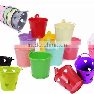 Multi-Colour Mini Metal Plain / Heart Wedding Party Christening Favour Gift Pails Tin Buckets thumbnail-1