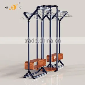 Custom Made Floor Standing Clothes Hanger Hat Stand Metal Clothes Display Rack thumbnail-3