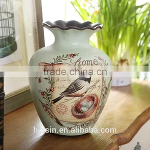 High Quality Classical Rural Bird Ceramic Table Vase With Hand Paint thumbnail-5