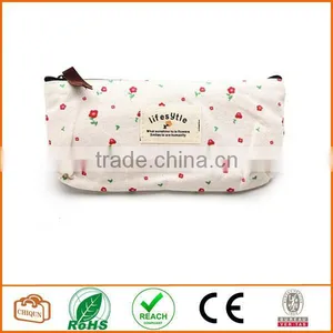 Flower Floral Pencil Pen Case Cosmetic Makeup Bag Off-White thumbnail-1
