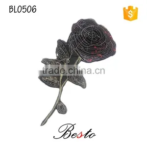 Wholesale Long Sequin Rose Flower Applique for Baby Dresses thumbnail-6