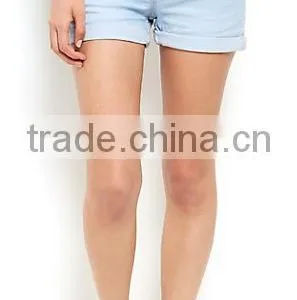Light Blue High Waisted Turn Up Denim Shorts thumbnail-2