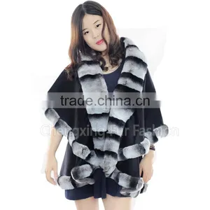 CX-B-P-60 Winter Fashion Fur Flower Women Pashmina Shawl thumbnail-2