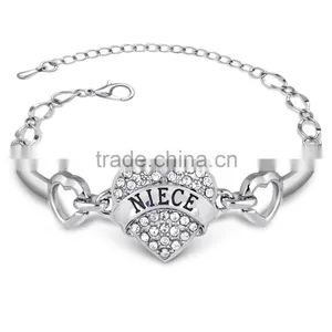 Pink Crystal Heart Bracelet High End Lobster Bracelet Love Heart Charm Chain Bracelet for Niece Birthday Gifts thumbnail-3