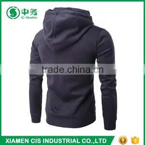 Morden Fashion Custom Logo Pure Color Double Zip Up Mens Sublimation Black Hoodie thumbnail-4