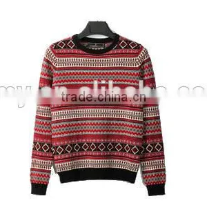 Men 100% Cotton Intarsia Sweater thumbnail-1