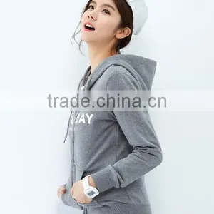 Female Section Hemp Grey Cultivate One's Morality Version Hooded Cardigan Fleece Jacket thumbnail-5