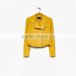 Hot Sale Womens Cool Diagonal Zipper Lightweight Faux Suede Biker Jacket thumbnail-5