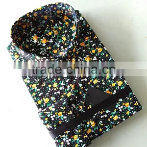 Black Floral Latest Mens Dress Shirt Fashion Shirt thumbnail-2