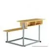 Double Student Desk and Chair.school Desk and Chair.institution Furniture.wood Desk thumbnail-1