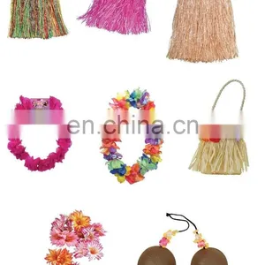 Hawaiian Grass Hula Style Skirt Fancy Dress Luau Summer Beach Party GT2130 thumbnail-1