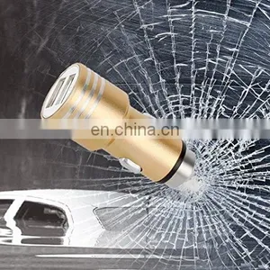 SEZU Circle Lines Aluminum Alloy Dual USB Safety Hammer Car Charger 3.1A With Emergency Harmmer and Anion Air Cleaner Function thumbnail-1