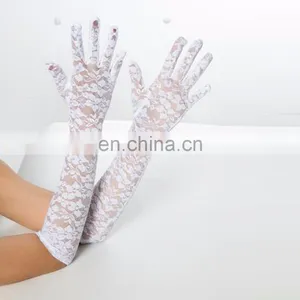 Beautyslove Sexy White Cheap Gloves Ladies Lace Gloves Satin Long Gloves thumbnail-4