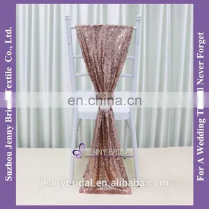 C385#24 Pageant and Bridal Sash Rose Gold Sequin Chair Cover Chair Sashes thumbnail-2