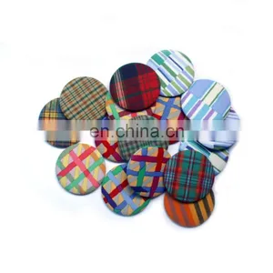 Chic Floral&checks Fabric Covered Round Plain Mirror thumbnail-1