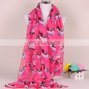 New Style Spring Print Knitted Silk Voile Scarf Women Fashion Scarf thumbnail-2