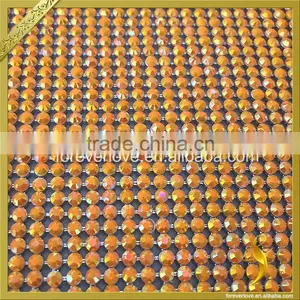 Aluminum Base Diamante Trim Hotfix Orange Rhinestone Mesh Roll 24cmx40cm FRM-159 thumbnail-3