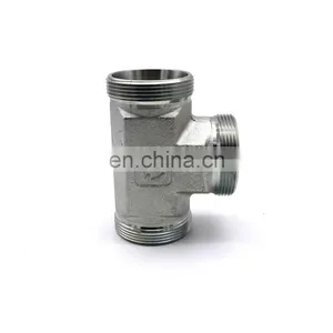 Eaton/Parker High Press Male Thread NPT BSP UNF JIC O-ring Carbon Steel Pipe Joint Fitting Quick Coupling Tee thumbnail-1