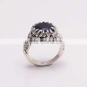 BLUE SAPPHIRE RING ,925 Sterling Silver Jewelry Wholesale,WHOLESALE SILVER JEWELRY,SILVER EXPORTER,SILVER JEWELRY FROM INDIA thumbnail-3