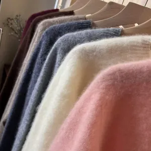 2025 Newest Style 100% Wool Women Fashion Sweater Soft Fuzzy Brush Sweater thumbnail-5