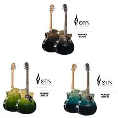 Wholesale OTIS AC-blue/black/green 41Inch Acoustic Guitar (Manchurian Ash Solid Top, Three-piece African Mahogany Neck) Accept OEM ODM Custom Logo thumbnail-1