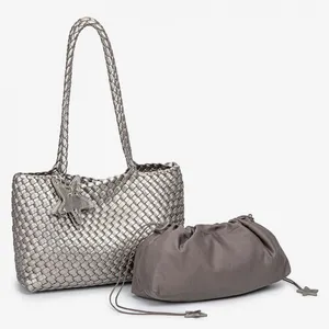 Handwoven Large Capacity Tote Bag Gun Gun Slung Across Body PU Material Vintage Style Shoulder Bag for Daily Use thumbnail-2