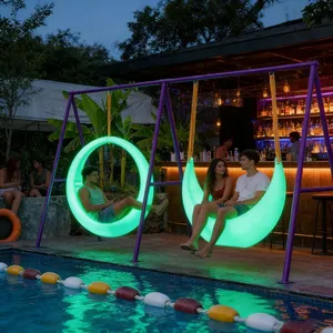 Outdoor Garden Patio Furniture Decoration 16 Colors Change Rechargeable Luminous Led Seesaw Led Illuminated Outdoor Swing Chair thumbnail-1