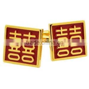 Cuff Links For Men Gold Double Happiness, Gold Double Happiness Cufflinks thumbnail-1