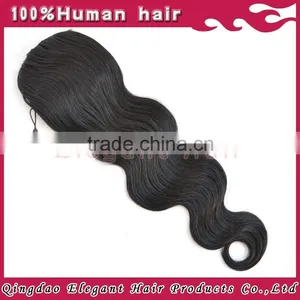 Indian Remy Hair Drawstring Ponytail With Clip, Wrap Around Human Hair Ponytail thumbnail-2