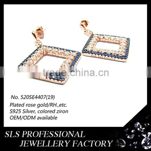 Italian Silver Jewelry Handmade in Guangzhou Customized Gold Plated Fashion Ladies Earring Set thumbnail-3