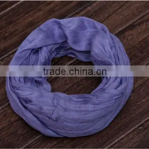 Trend All-match Dubai Muslim Man Women Neck Warmer Real Silk Solid Infinity Scarf thumbnail-3