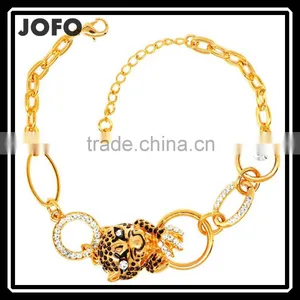 Trendy And Lovely Animal Jewelry Leopard Head Bracelet Austrian Crystal Lucky Stone Bracelet thumbnail-1