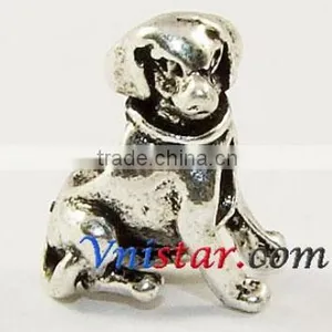 Vnistar Antique Silver Plated European Bead Fit for European Bracelet PBD1496, Sitting Dog Shape Bead thumbnail-2