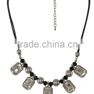 Faceted Faux Gem Statement Necklace thumbnail-3
