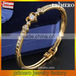 Hot Sale New Fashion Crystal Gold Plated Bracelet Heart-shaped Bangle thumbnail-1