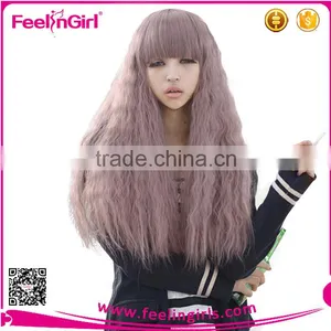Taro Afro Curly Loose Wave Chic Neat Bang Cosplay Wig thumbnail-4