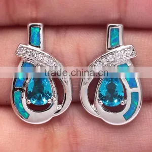 Wholesale Opal 925 Sterling Silver Round Opal Stud Earring With Pink Opal Stone thumbnail-2
