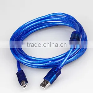 USB 2.0 Transparent Blue Print Cable AM To BM Cable thumbnail-1