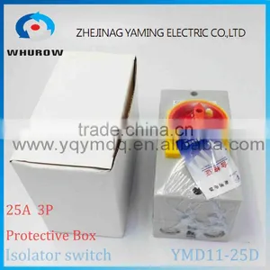 Isolator Switch With Protective Box Cover Waterproof YMD11-25D 3P 25A Rotary Changeover Switch On-off Power Cutoff With Padlock Supplier's Choice thumbnail-3