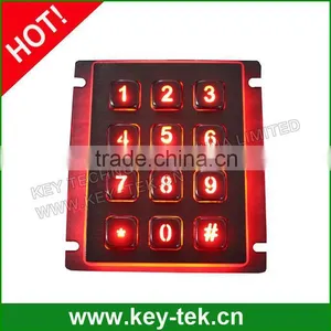 12 Keys Waterproof Backlight Keypad With Rear Panel Mounting thumbnail-2