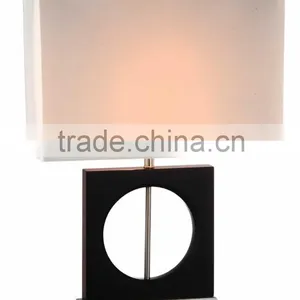 Contemporary Black Trapezoidal Wooden Base Hotel Bedroom Desk Lamp Quality Choice thumbnail-3