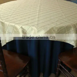 Gold Pintuck Taffeta Table Overlay for Weddings thumbnail-1