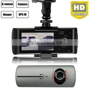 Car HD 2.7 Inch Dual Lens Cameras Dash Cam DVR Video Recorder G-sensor GPS R300 Gps Dual Camera Car-dvr thumbnail-2