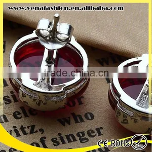 Colored Natural Ruby Agate Opal Single Stone Earring Designs thumbnail-4